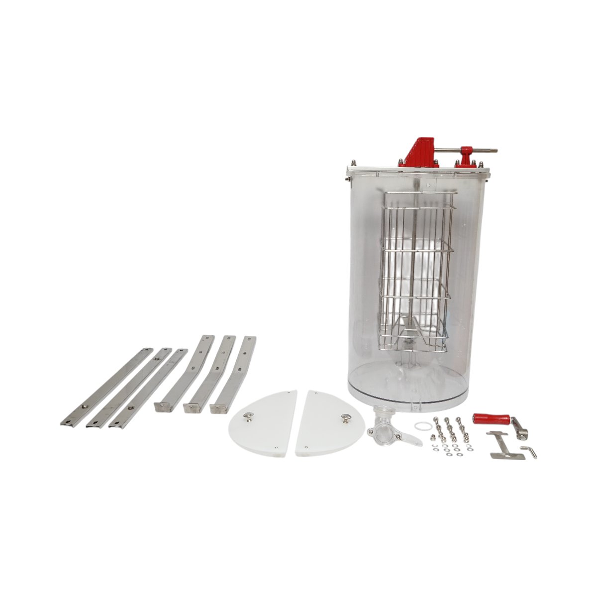 Centrifuga manuala apicola, extractor miere transparent cu 2 rame